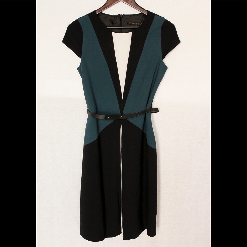 Zara dress black green white elegant